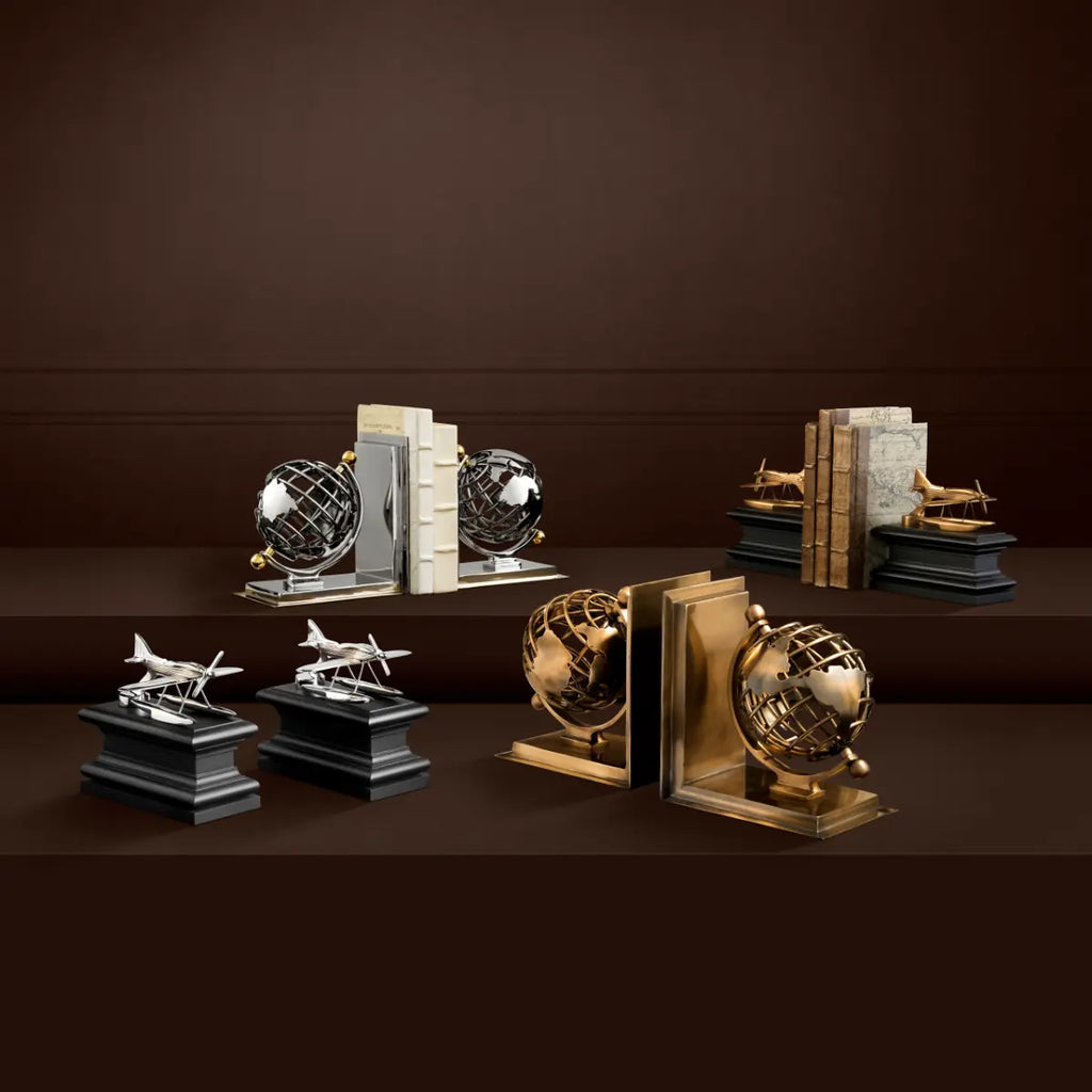 EICHHOLTZ BUCHSTÜTZEN GLOBE 2ER SET 105302